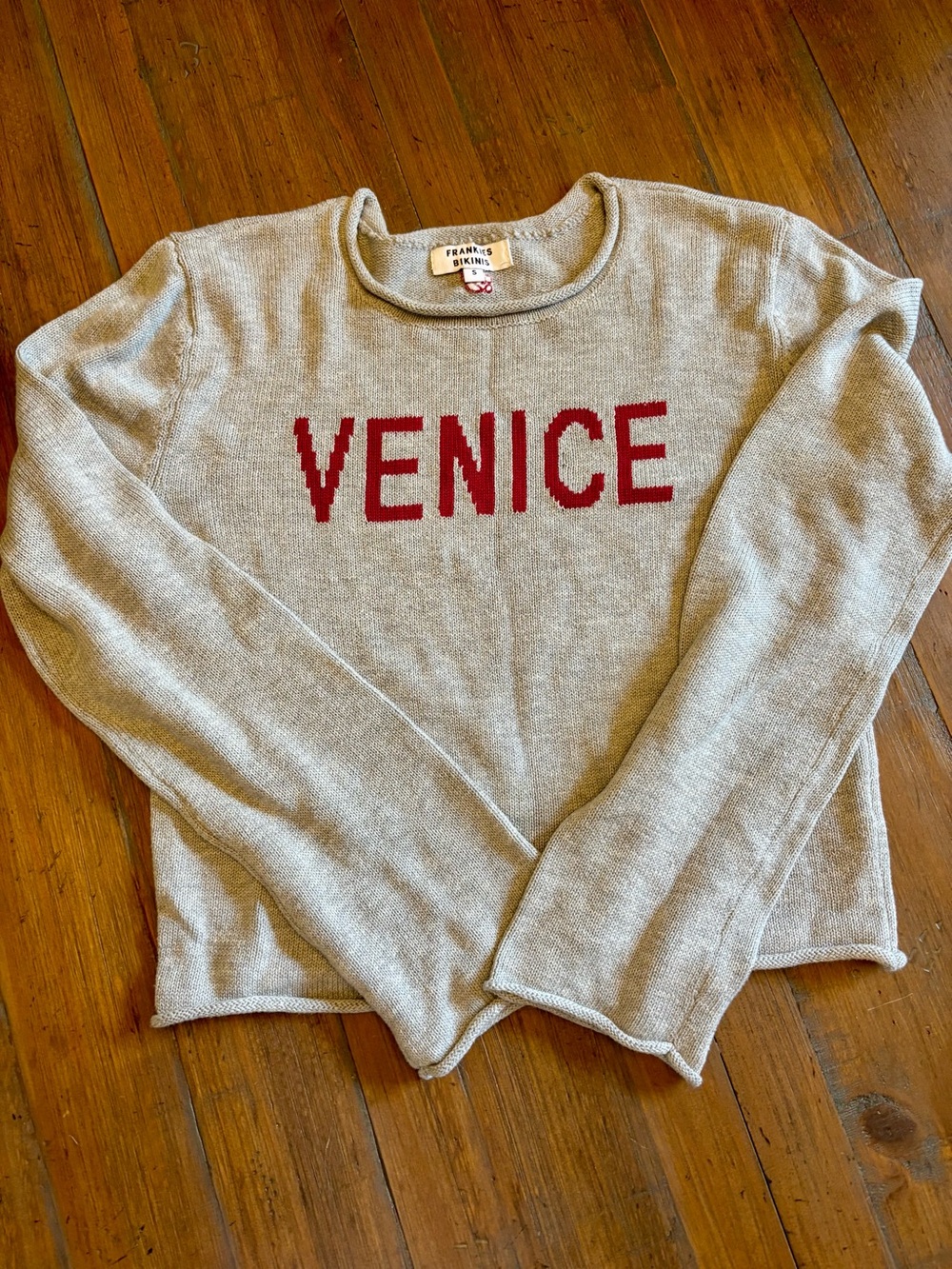 NWOT Frankie’s bikinis grey knit Venice sweater